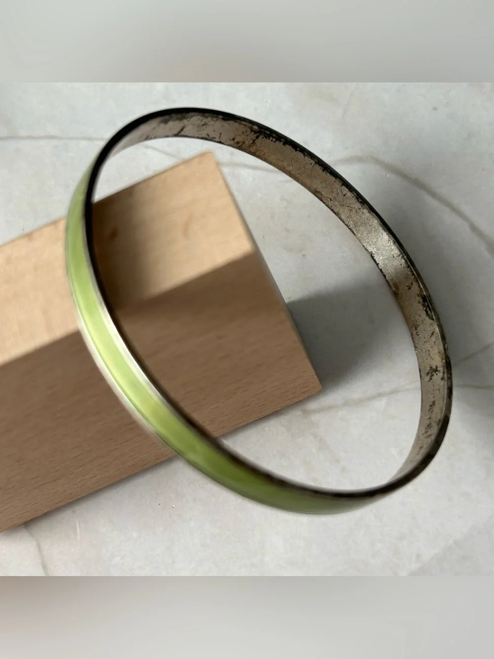 Vintage Green Enamel Bangle Bracelet